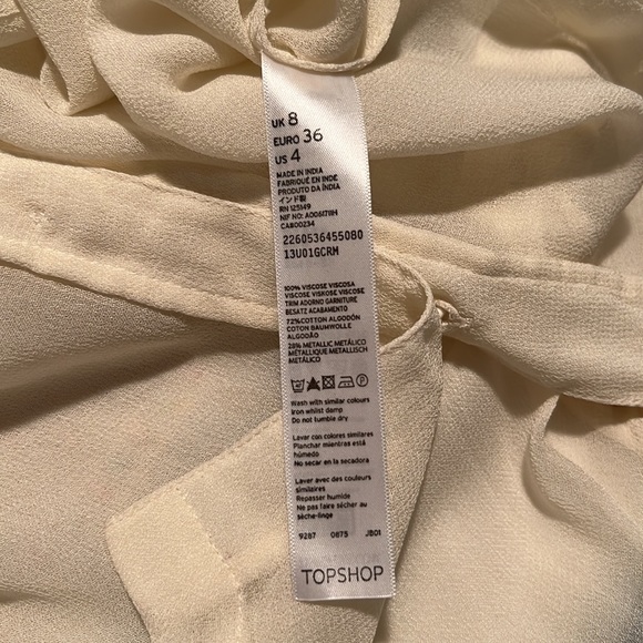 NWOT Topshop Cream Blouse - Picture 7 of 8